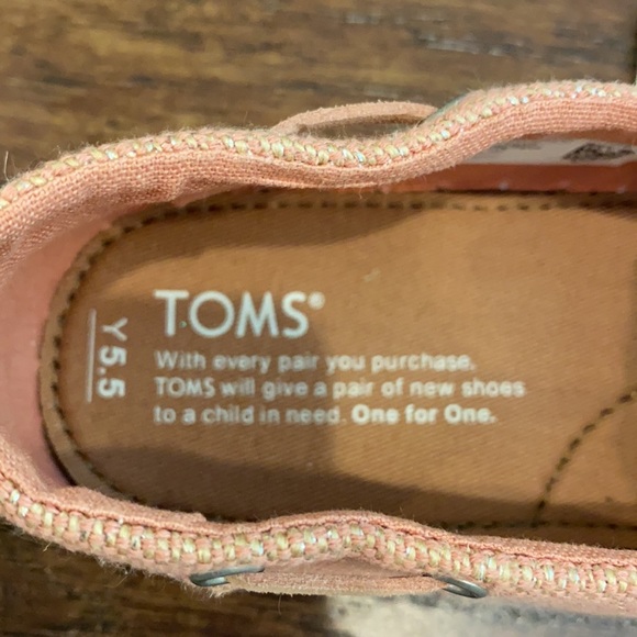 NEW TOMS BIMINI BLOOM METALLIC JUTE GIRL'S SHOES - Picture 4 of 5
